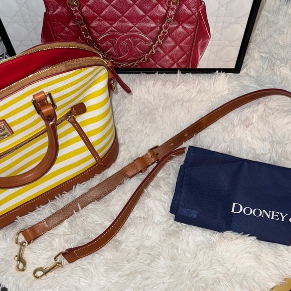 Dooney & Bourke Yellow and Brown Satchel with Leather Trim - Picture 4 of 9
